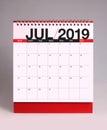 Simple desk calendar 2019 - July Royalty Free Stock Photo