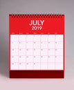Simple desk calendar 2019 - July Royalty Free Stock Photo