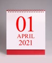 Simple desk calendar for New Year April 2021