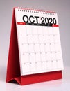 Simple desk calendar 2020 - October Royalty Free Stock Photo