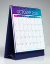 Simple desk calendar 2020 - October Royalty Free Stock Photo