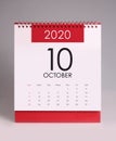 Simple desk calendar 2020 - October Royalty Free Stock Photo