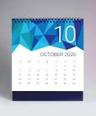 Simple desk calendar 2020 - October Royalty Free Stock Photo