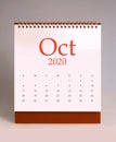 Simple desk calendar 2020 - October Royalty Free Stock Photo