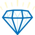 Simple diamond gem icon in blue tones. Flat and clean.