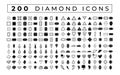 200 vector diamond icons bundle