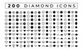 200 vector diamond icons bundle