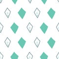 Simple Diamond shape stripes teal on white background Seamless pattern Vector hand drawn doodle style illustration