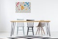 Dining room with geometric painting