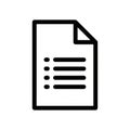 Simple Document Icon with Bulleted List and Folded Corner on White Background Royalty Free Stock Photo