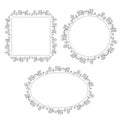 Simple doodle frames set with old style city houses