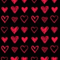 Simple doodle and grunge hearts seamless pattern Royalty Free Stock Photo