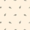 Simple doodle leaves pattern in hand drawn style. Nature repeat line style background.