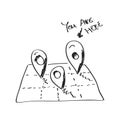 Simple doodle of a location map