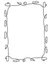 Simple doodle romantic rectangular vertical empty frame. Isolated vector illustration for decor and design