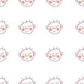 Simple doodle seamless pattern with cute baby faces. Perfect for T-shirt, poster and print. Hand drawn vector illustration Royalty Free Stock Photo