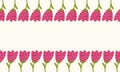 Simple doodle tulip border. Cute flower seamless card.