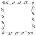 Simple doodle Valentine rectangular square empty frame. Isolated vector illustration for decor and design Royalty Free Stock Photo