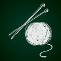 Simple doodle of wool and knitting needles