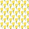 Simple doodle yellow tulip pattern. Cute flower seamless background. Summer wallpaper.