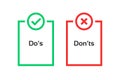Simple dos and donts like checklist