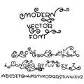 Simple double alphabet. Modern curly font. Vector illustration.