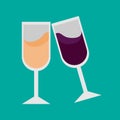 Simple Double Drink Glassses Vector Illustration