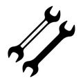 Simple, double-sided wrench silhouette illustration. Two variations