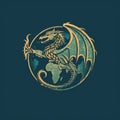 simple dragon logos combined with european culture. Generative AI