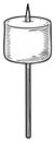 Simple Drawing of a Marshmallow on a Roasting Stick with Toasted Point for Camping and Bonfires Royalty Free Stock Photo
