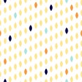 Simple drop polka dot shape seamless row pattern.