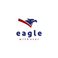 Simple eagle head with star in eye logo design