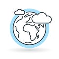 Simple earth with clouds and blue sky icon