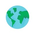 Simple earth planet with green world map isolated