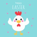 Simple easter card with cartoon cute chicken