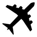 Simple editable black vector airplane, plane, airport icon isolated on white background Royalty Free Stock Photo