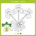 Cute clover bouquet for coloring book