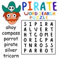 Simple educational pirate word search puzzle for boys vector illustration