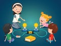 Simple Electric Circuit Experiment For Children Education Royalty Free Stock Photo