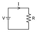 Simple electric circuit. Voltage, Amperage, and Resistance