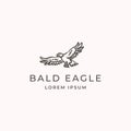 Simple elegance flying bald eagle logo and icon design creative concept Royalty Free Stock Photo