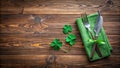 Simple Elegance A Minimalist St Patricks Day Table Setting Featuring Shamrocks and Rustic Charm