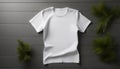 Simple Elegance of a Plain T Shirt Displayed on a Minimalist Surface With Greenery Accents Royalty Free Stock Photo