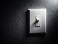 Simple Elegance A Sleek White Light Switch Silhouette Against a Bold Black Wall Perfect for Modern Interior Design Royalty Free Stock Photo