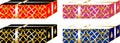 Simple and elegant Christmas gifts boxes, decorated with golden ribbon around them of red, black, purple and blue colors Royalty Free Stock Photo