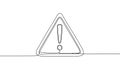 A simple and elegant continuous line art drawing of a warning sign with an exclamation mark Royalty Free Stock Photo