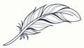 Simple elegant feather, clean line art design element, vector design Generative AI Royalty Free Stock Photo