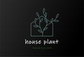 Simple Elegant House with Plant Leaf Line Style Logo Design