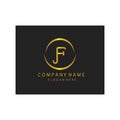 Simple elegant initials letter type F sign symbol icon template black background