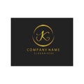 Simple elegant initials letter type K sign symbol icon template black background